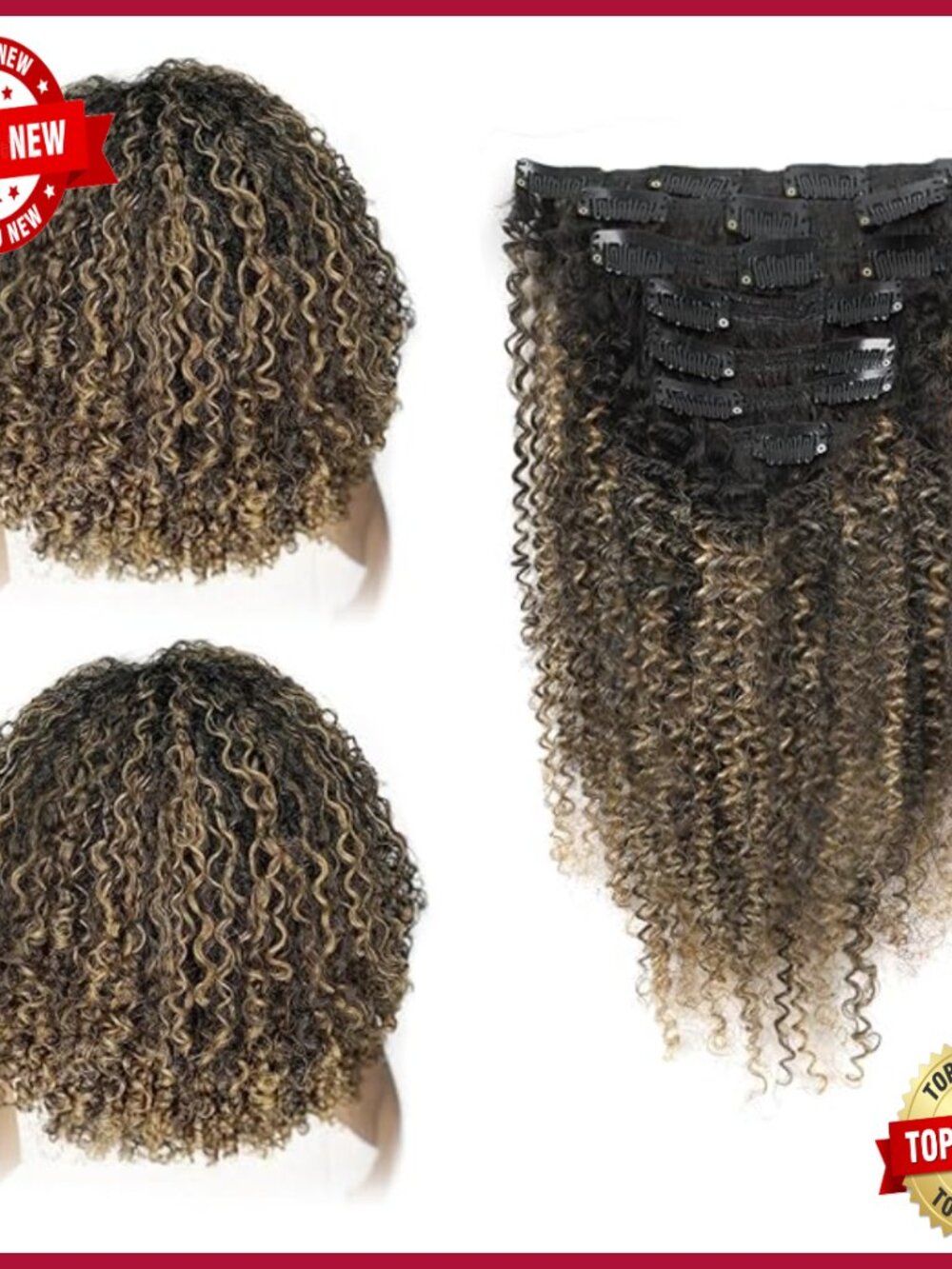 Curly Clip-In Hair Extensions 16 Inch Remy Human Hair 120g